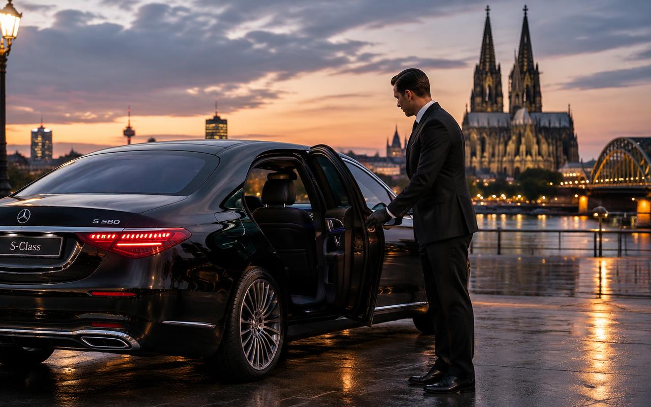 Chauffeur opening the door of a Mercedes S-Class
